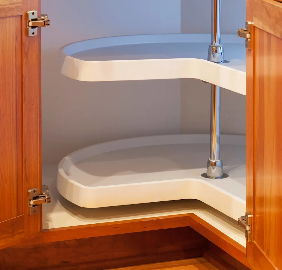 Custom cabinet detail shot of a lazy susan corner cabinet built with cherry wood.See more of my kitchen and home related images: