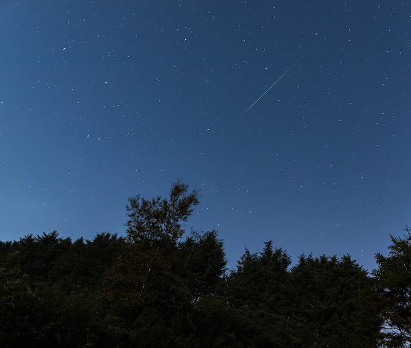 Perseids meteor shower as seen from sky in Plumbridge, Co. Tyrone. Photograph:  Astronomy Ireland magazine contributor Catherine Conway