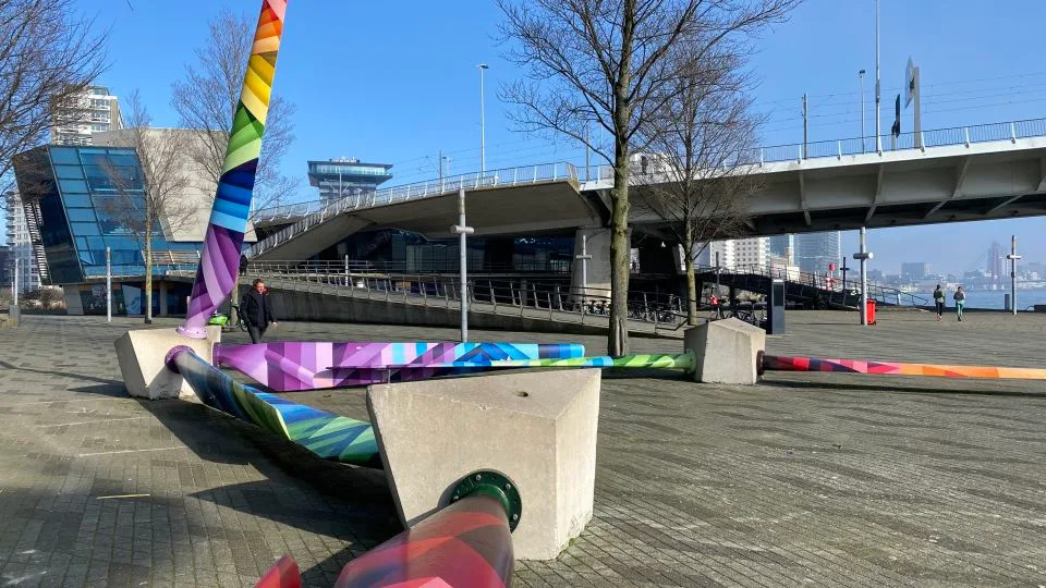 Blade-Made repurposed blade waste into benches for this project in Rotterdam in 2020. - Blade-Made