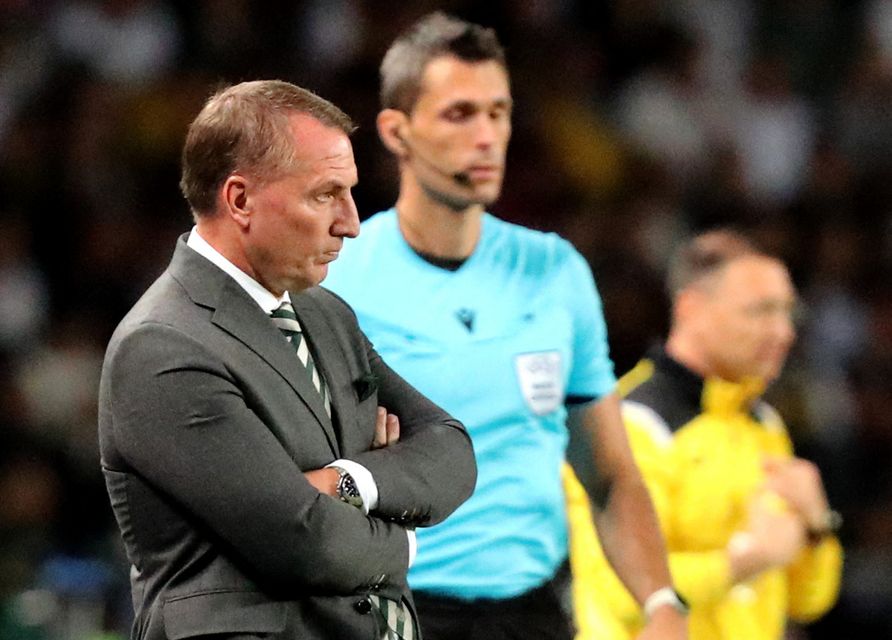 Celtic manager Brendan Rodgers reacts to defeat in Almaty, Kazakhstan