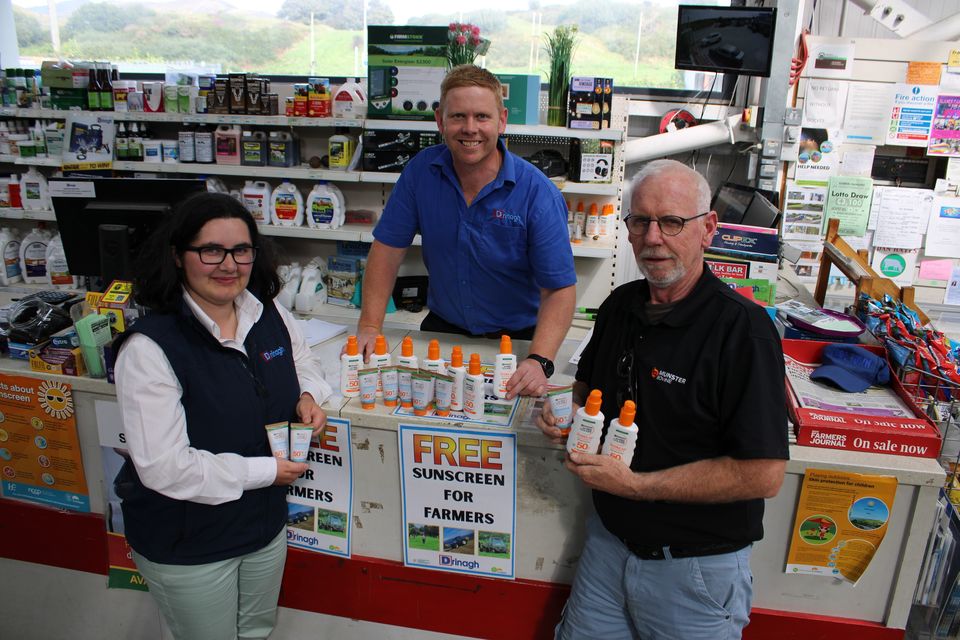 Connie O’Driscoll, right, launching the Drinagh Sunsafe Initiatve which gives three free bottles of SPF50 to the co-op's farmer customers