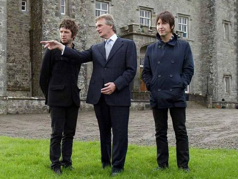 Noel Gallagher of Oasis pictured with Henry Mountcharles and band member Jem Archer at Slane Castle when it was announced that the group will be playing at the venue. Picture: Billy Higgins
