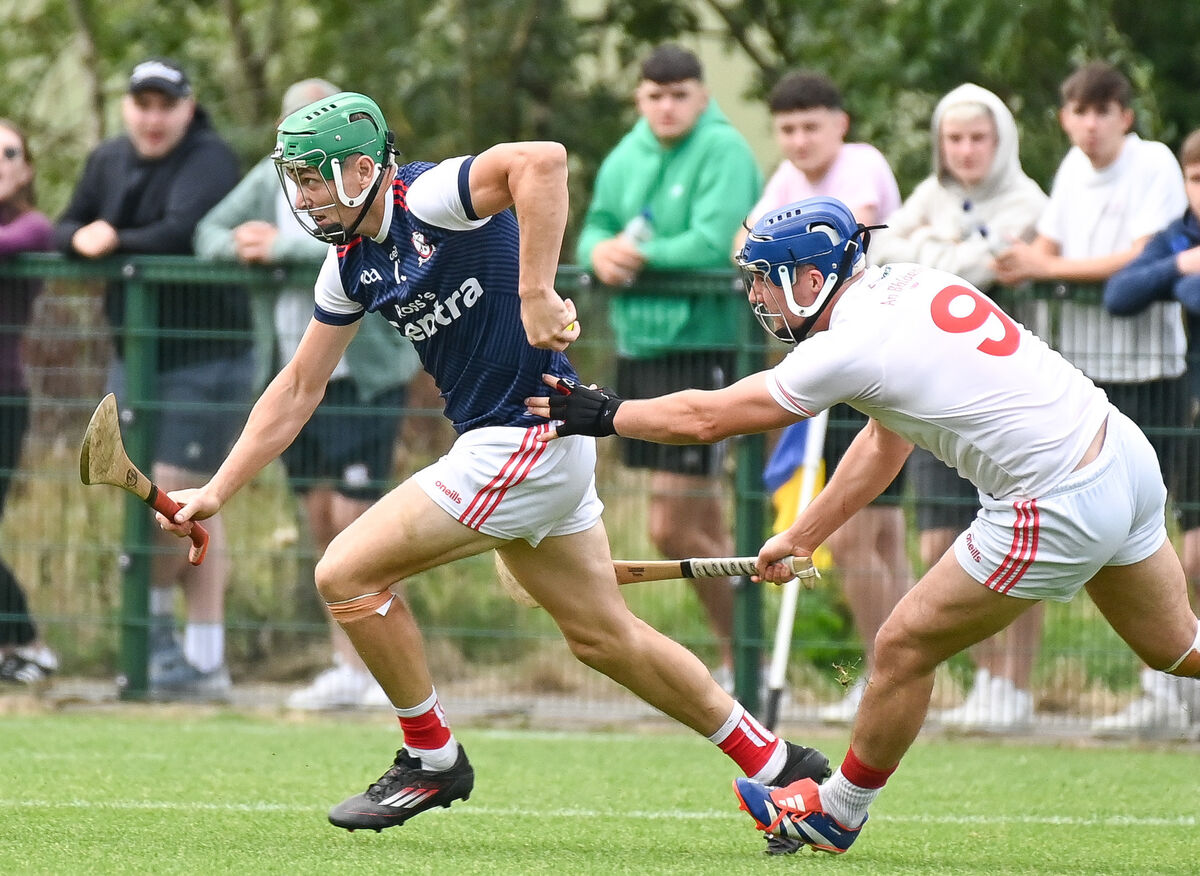 Watergrasshill's Adam Murphy tries to get away from Blarney's Stephen Mullane. Picture: David Keane.  Watergrasshill's Adam Murphy tries to get away from Blarney's Stephen Mullane. Picture: David Keane.