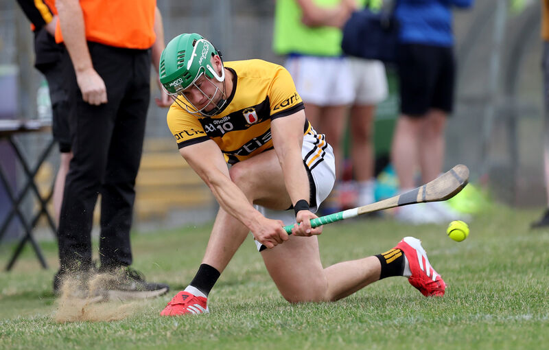  Kevin Moynihan, Na Piarsaigh, strikes a sideline cut against Carrigtwohill. Picture: Jim Coughlan