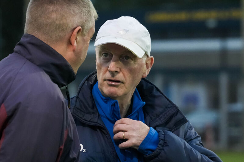 Bishopstown coach Larry Tompkins with manager Pat Cuthbert in Carrigaline. Picture: Noel Sweeney