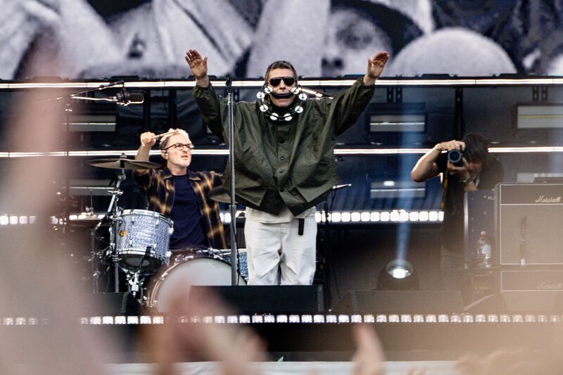 Liam Gallagher whips up the crowd at Croke Park last weekend. Picture: Chani Anderson