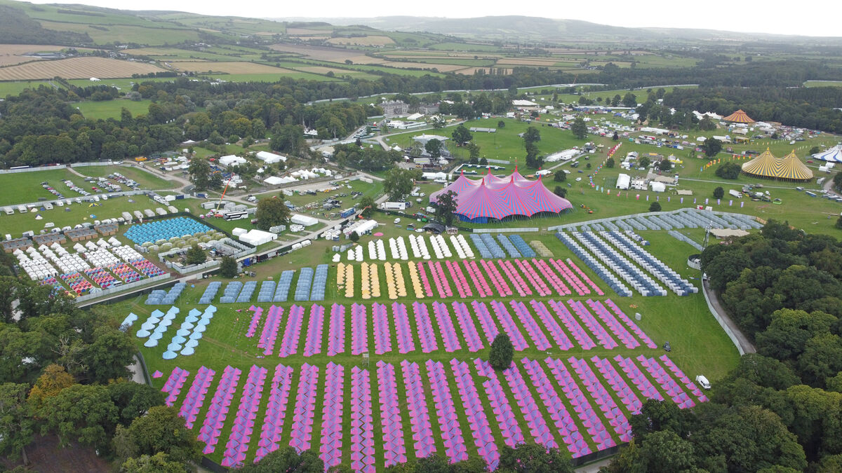 An aerial view of the Electric Picnic festival site at Stradbally in County Laois, 2023.