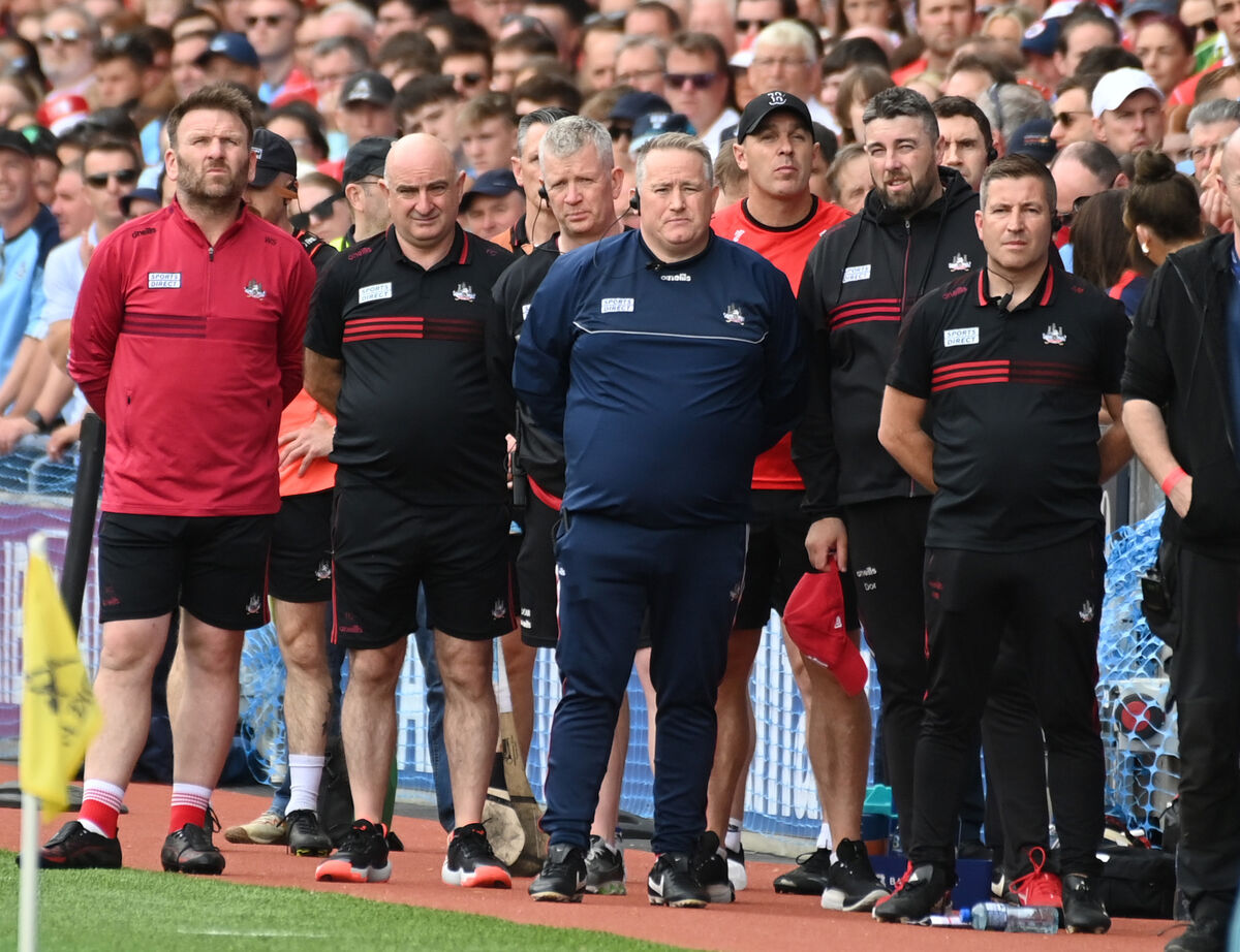 Cork manager Pat Ryan and selectors, from left, Wayne Sherlock, Fergal Condon, Donal O'Mahony, Brendan Coleman and Donal O'Rourke prior to the All-Ireland SHC semi-final win over Dublin this year. Picture: Eddie O'Hare