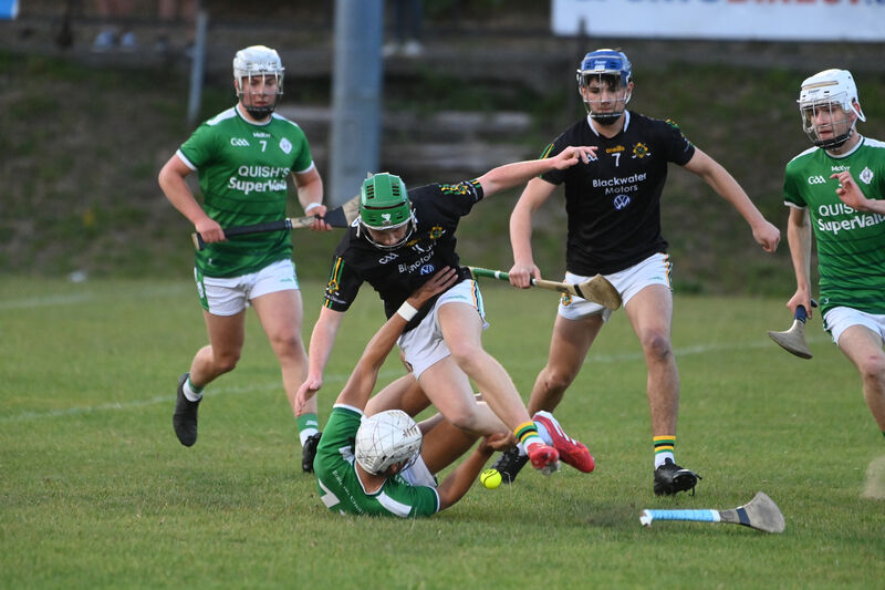 Cian O'Connor, Ballincollig, and Robert Buckley, Glen Rovers clash in a tussle for possession. Picture: Larry Cummins Cian O'Connor, Ballincollig, and Robert Buckley, Glen Rovers clash in a tussle for possession. Picture: Larry Cummins