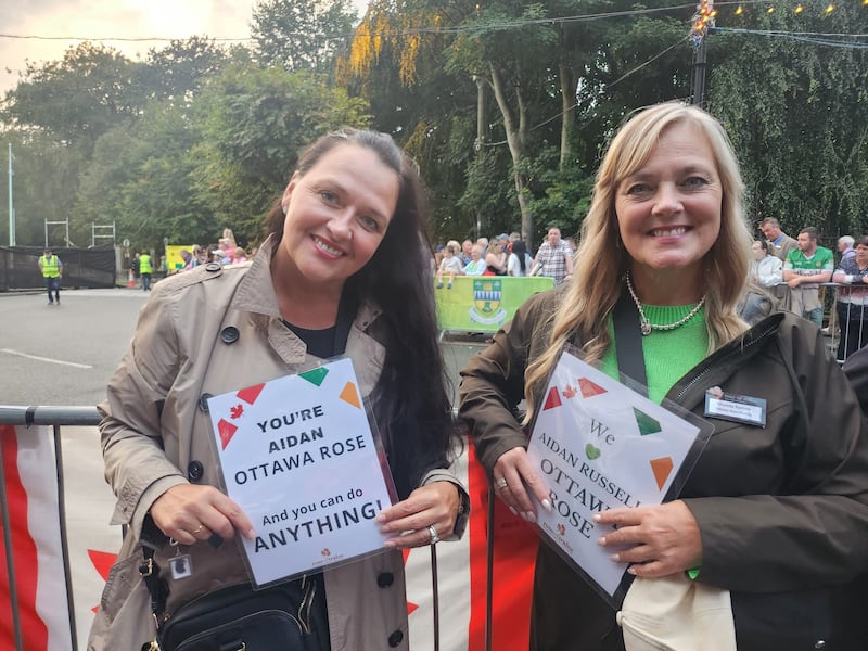 Taylor Woodcock Russell and Rhonda Barone, mother and aunt of Ottawa rose Aidan Russell. On her daughter’s participation in the Kerry contest, Ms Woodcock Russell says: “Proud doesn’t even cover it.” 