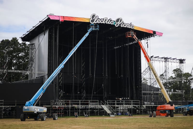 Construction work on the Electric Picnic main stage. Photograph: Dan Dennison