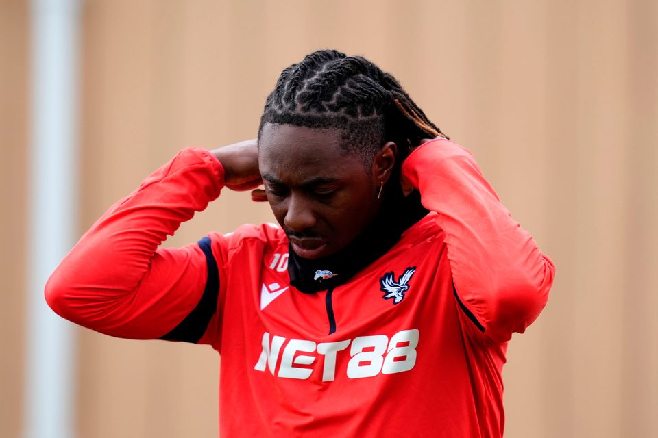 Crystal Palace's Eberechi Eze during a training session in London yesterday. Photo: John Walton/PA Wire