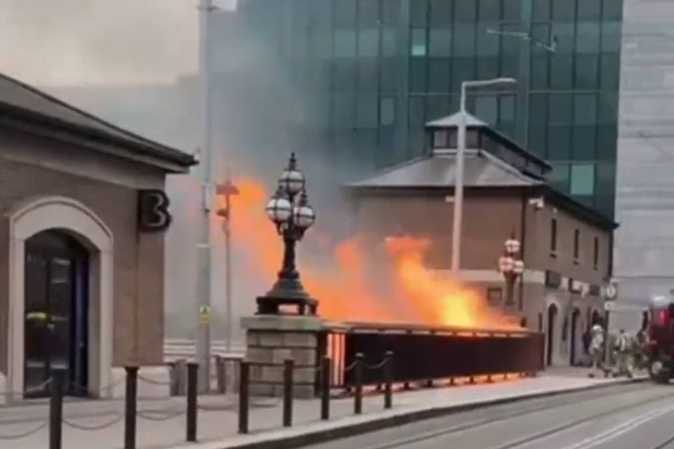 The fire at George's Dock near the IFSC. Photo: Dublin Fire Brigade