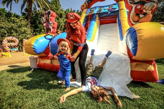 Getty Images Christina Aguilera with her kids Summer and Max in 2016.