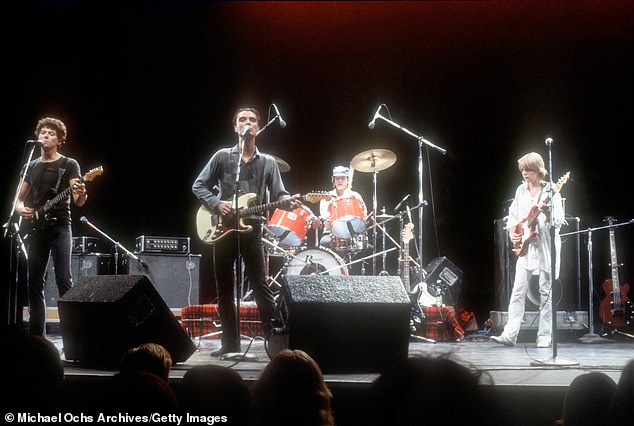 After much critical and commercial success, Talking Heads split in 1991 with fans longing for their return since; Jerry Harrison, Byrne, Chris Frantz and Tina Weymouth pictured 1980