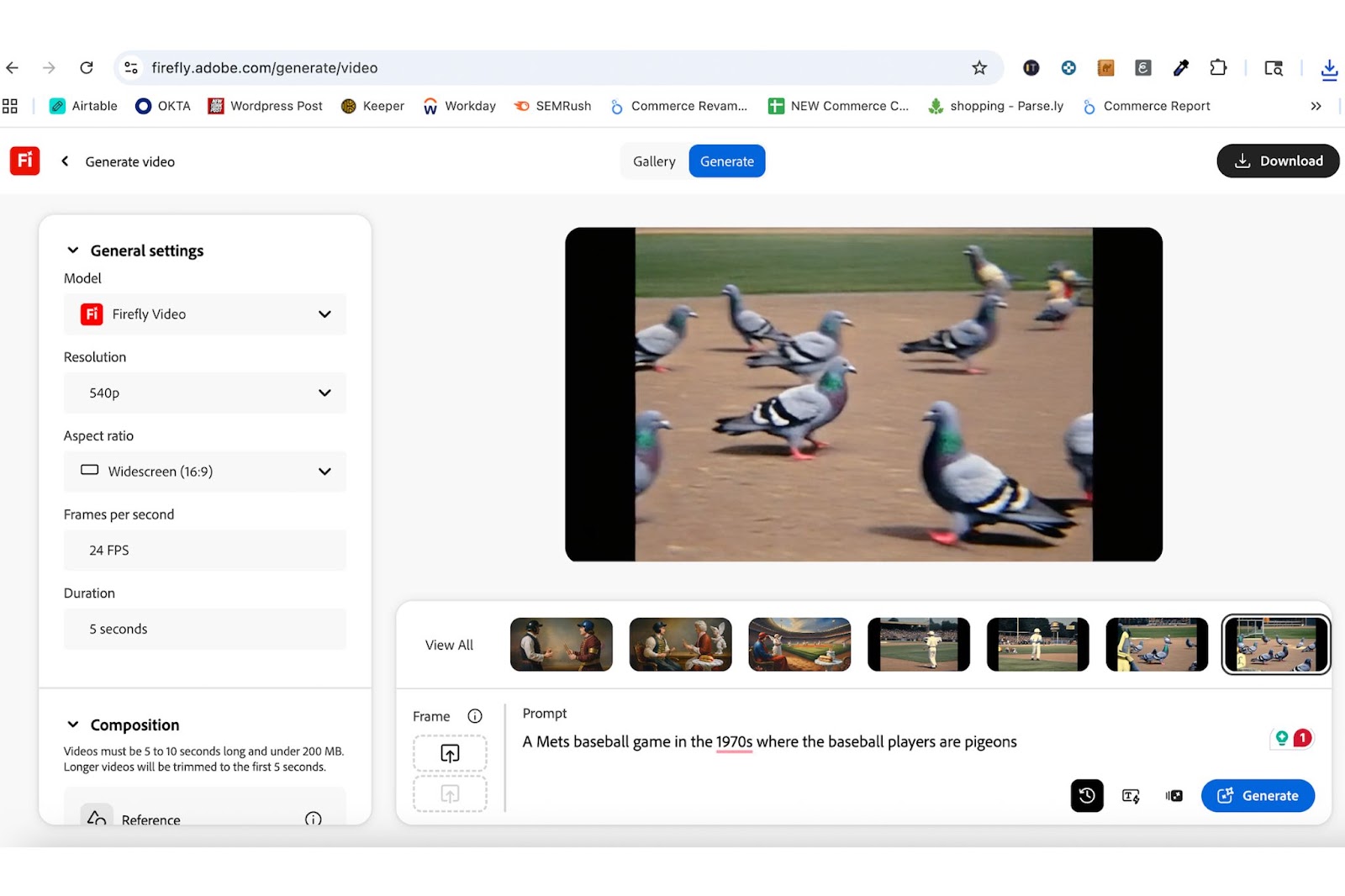 An image showing a video edit on the Adobe Firefly website.