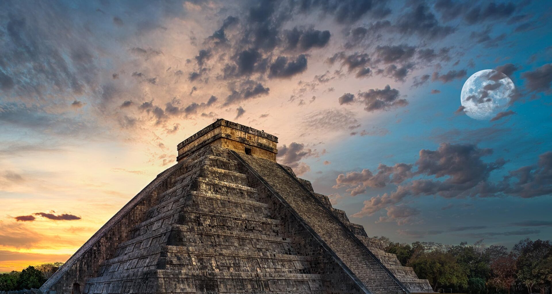 Chichen Itza With Moon