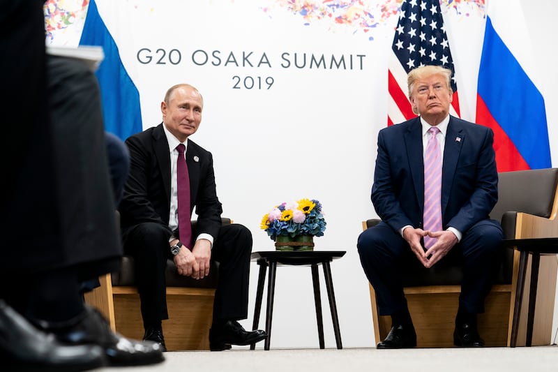 Russian president Vladimir Putin and his US counterpart Donald Trump in 2019. Photograph: Erin Schaff/New York Times
                      