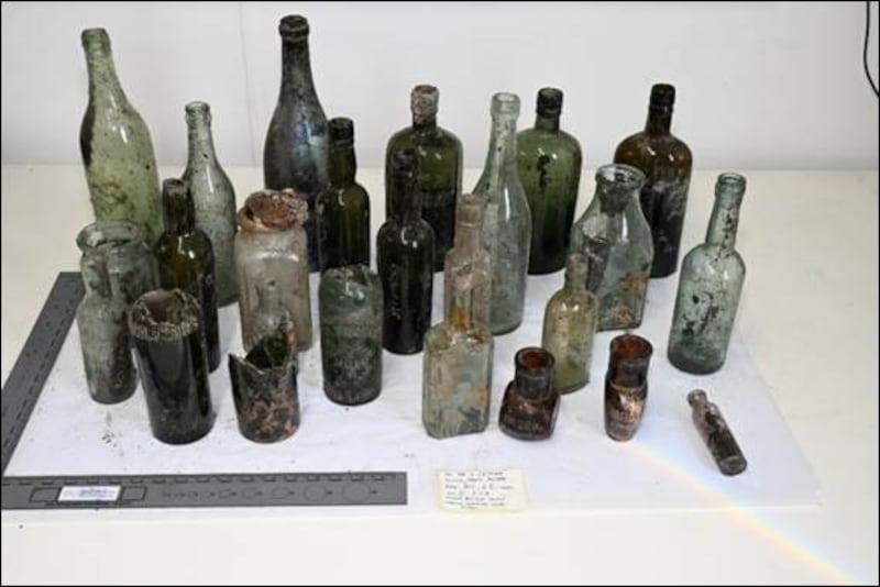 Bottles and other items excavated at the Tuam site to date. Photograph: ODAIT