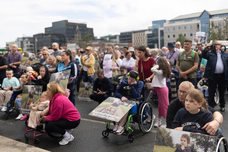 Hundreds attended the Justice for Harvey march in Dublin. Photograph: Chris Maddaloni