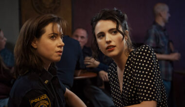 Aubrey Plaza stars as MG Falcone and Margaret Qualley as Honey O’Donahue in writer/director Ethan Coen’s Honey Don't!