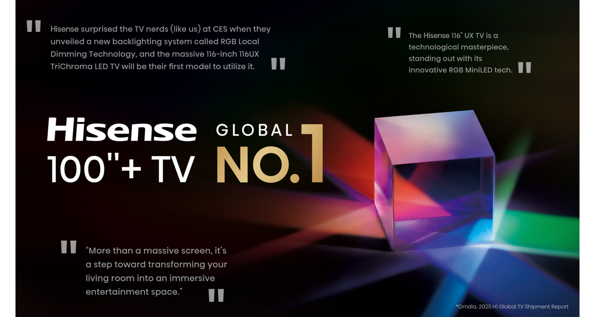 Hisense Tops Global Large-Screen TV Market, Pioneers Next-Gen RGB-MiniLED Ahead of IFA 2025