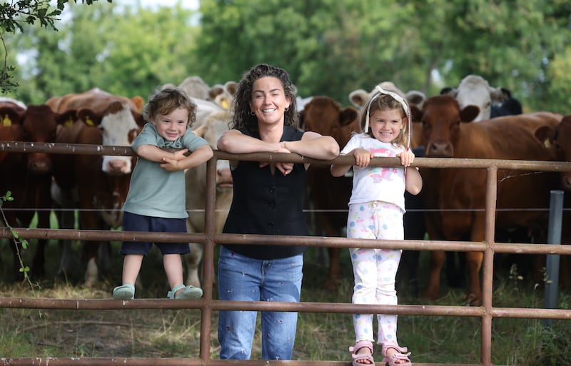Dysart River Project: Róisín Fay with children Mikey (2) and Marie (5) at the family's organic farm in Co Westmeath. Photograph: Bryan O’Brien/The Irish Times