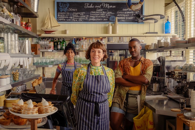 From left: Sunita Mani as Jane, Olivia Colman as Ivy Rose and Ncuti Gatwa as Jeffrey. Photograph: Searchlight Pictures/Jaap Buitendijk