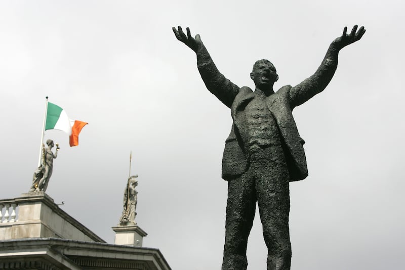 The James Larkin statue on O'Connell Street, Dublin, with the GPO in the background. Photograph: Frank Miller