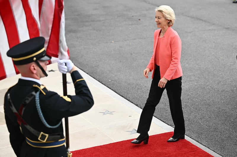 European Commission president Ursula von der Leyen arrives at the White House.
Photograph: by Mandel Ngan/AFP via Getty Images          