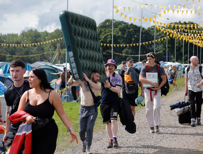 Dominic Sheridan and Connor Reddan from Nenagh all set for camping on the first day of the festival last year. Photograph: Alan Betson
