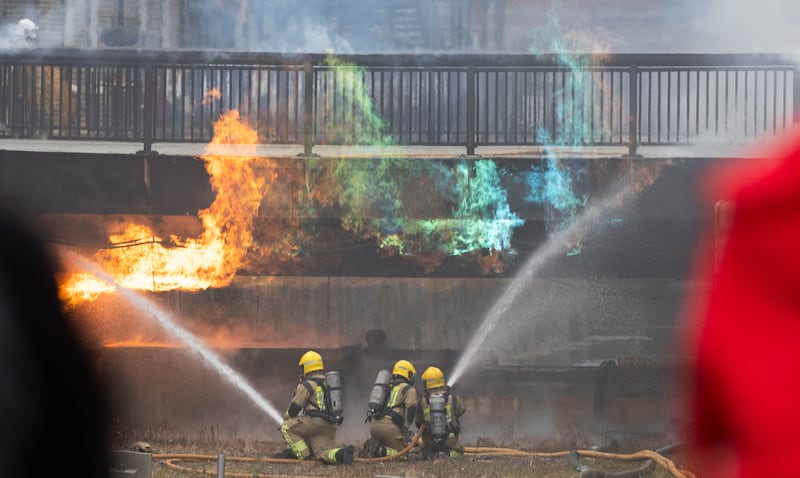 Dublin Fire Brigade and An Garda Siochana at the scene of the fire near Dublin's IFSC. Photograph: Sam Boal/Collins