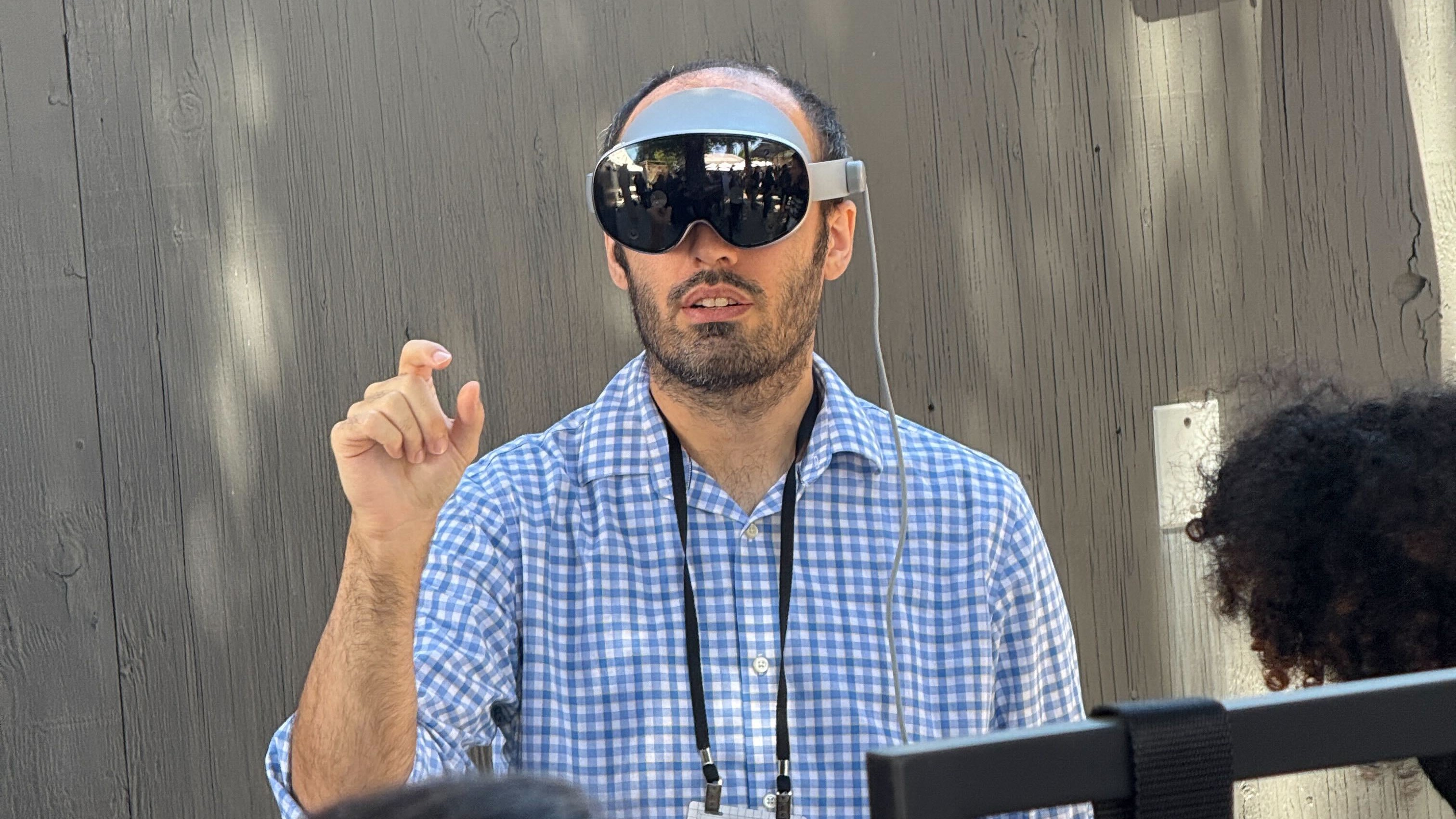 Michael Hicks testing Android XR on Samsung Project Moohan at Google I/O 2025