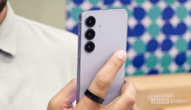 Samsung Galaxy S25 in hand showing back