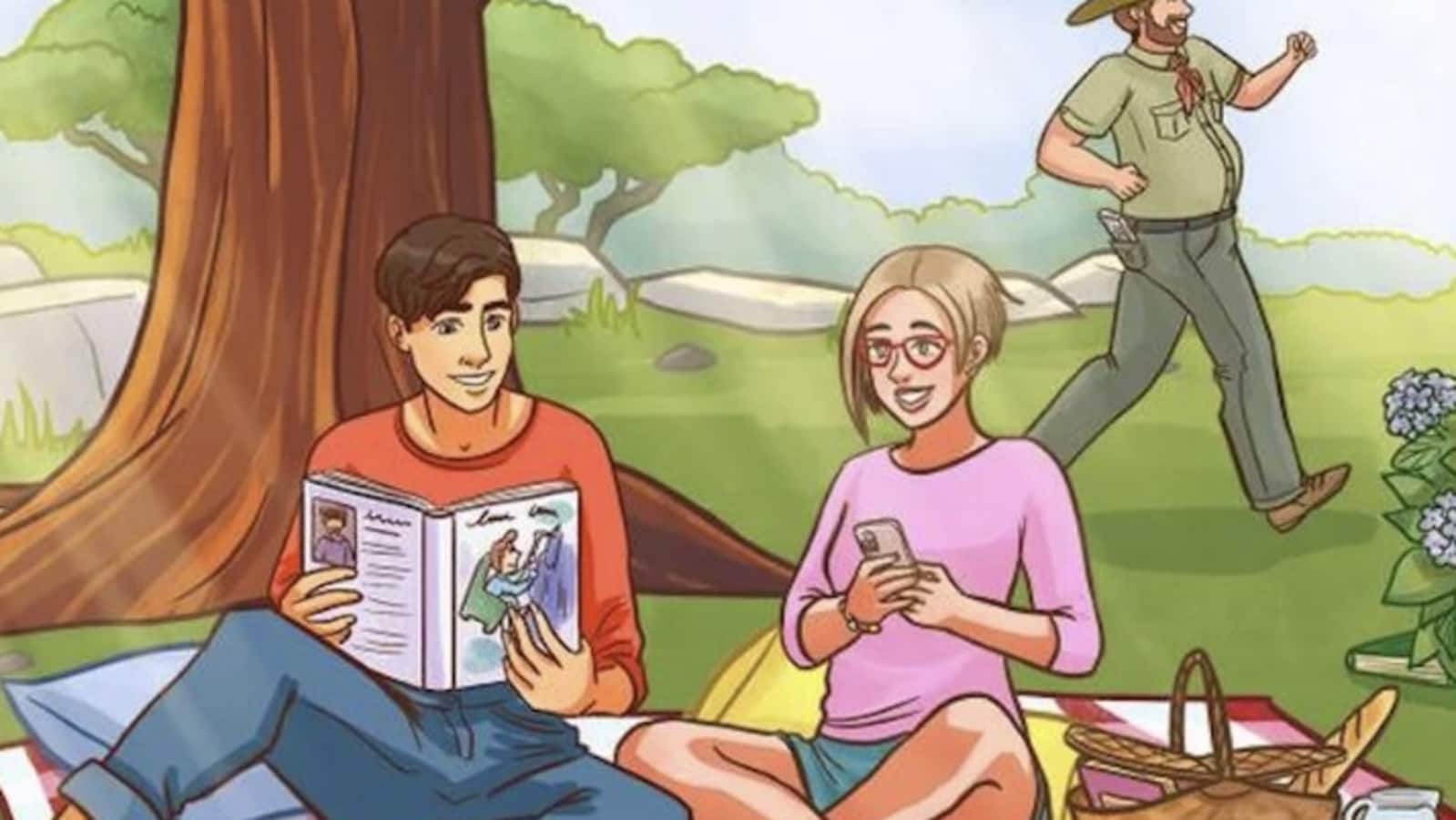 Optical illusion: The brain teaser asks users to find five books hidden in the image.