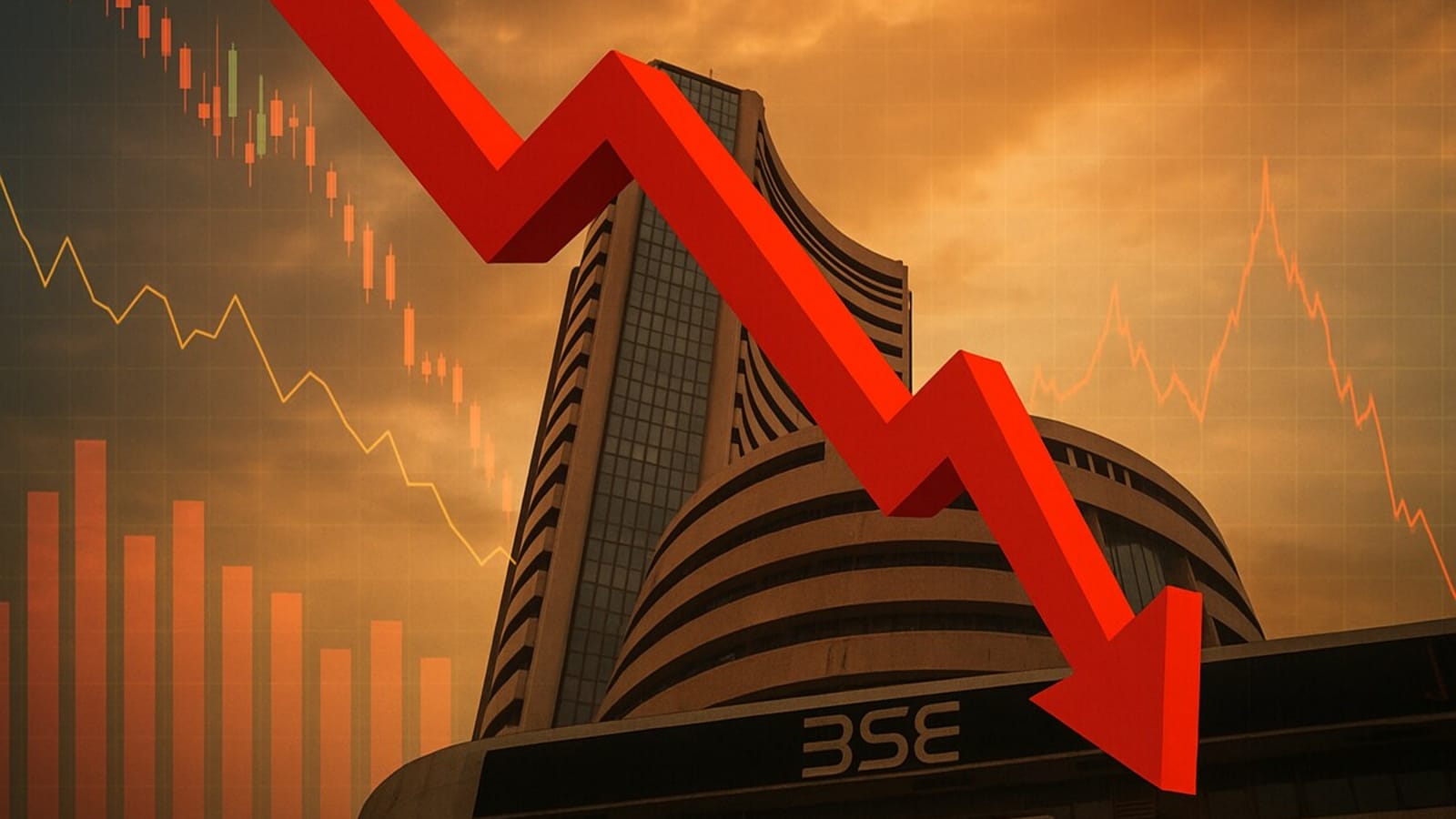 The Indian stock market suffered strong losses across segments in morning trade on August 26. The Sensex and the Nifty 50 declined almost 1 per cent each. (an AI-generated image)