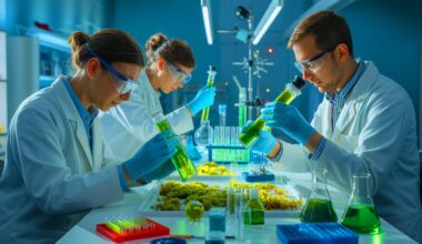 Illustration of scientists reviving ancient microalgae from the Baltic Sea sediments.