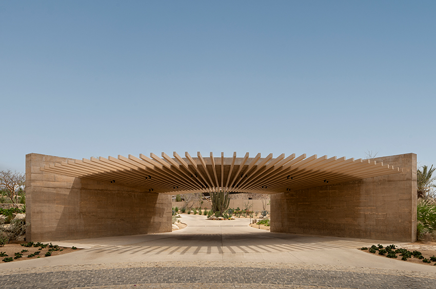 MEDEZA shapes canyon entrance as sundial in los cabos, mexico
