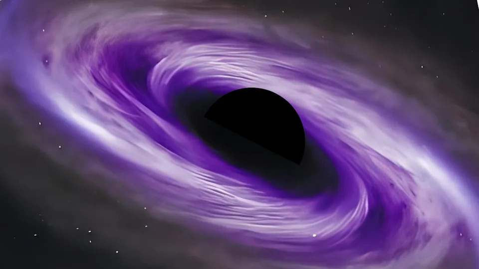 An illustration of dark energy swirling around a black hole. 