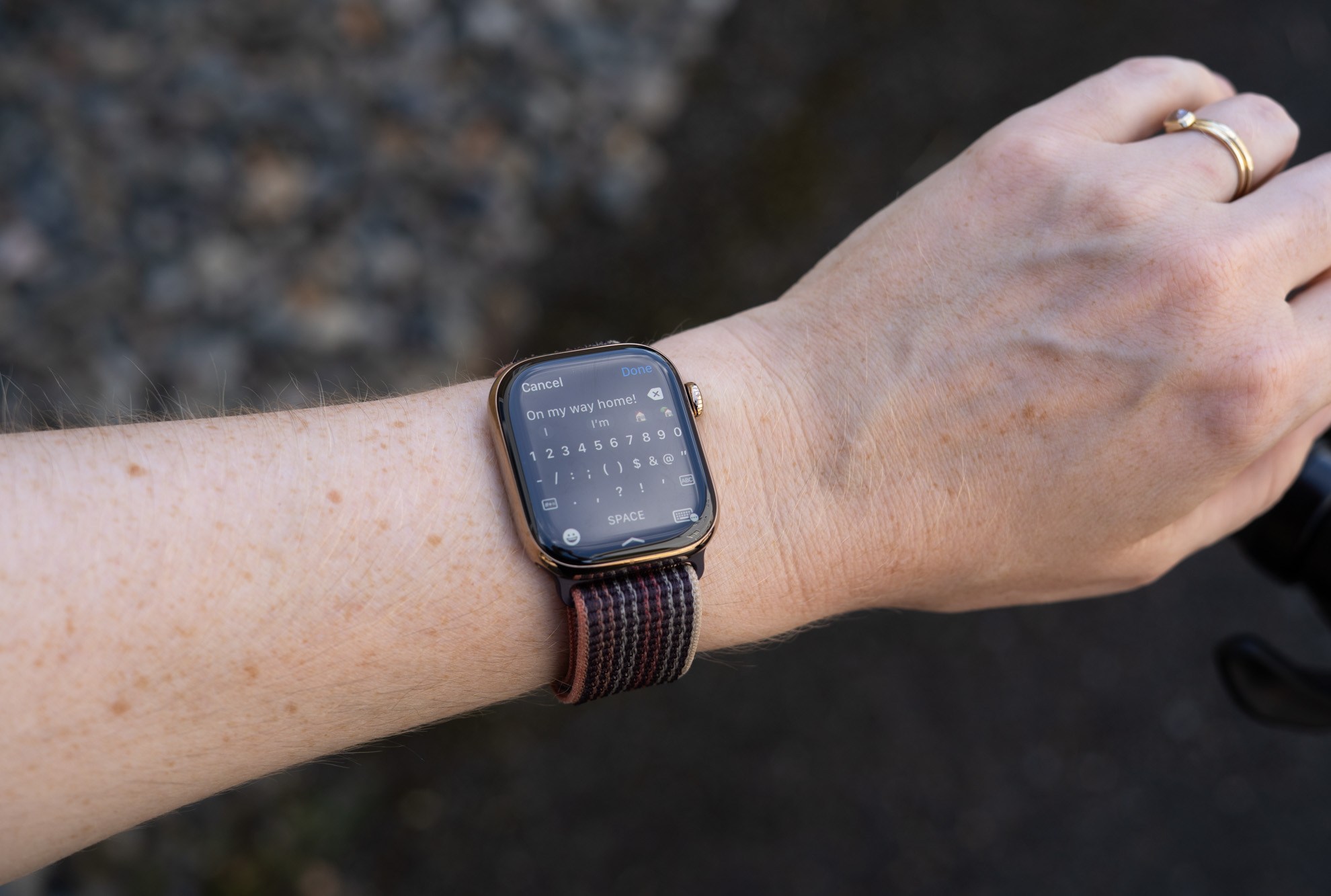 Apple Watch on a wrist outside