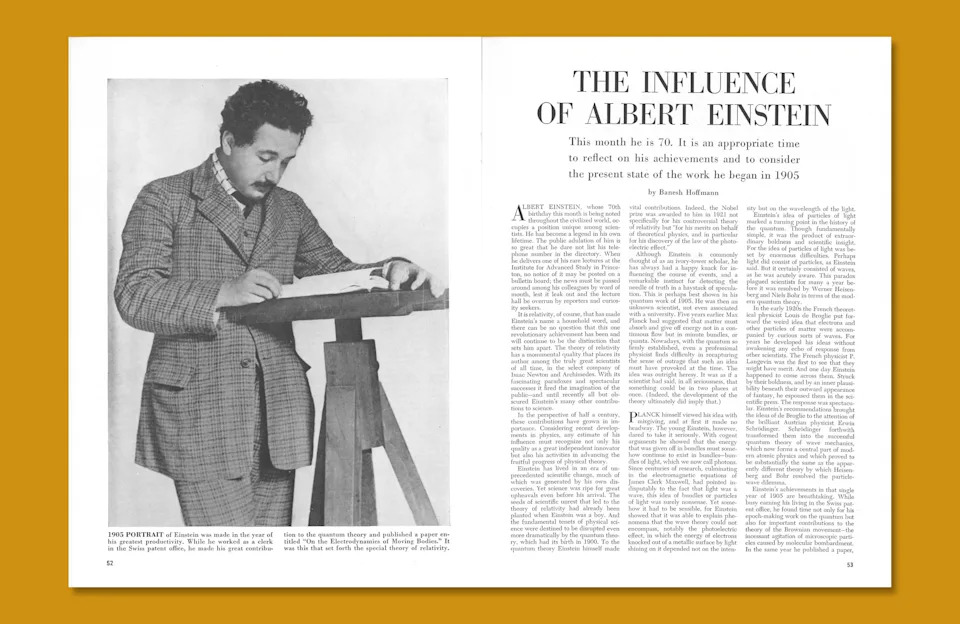 An image of a Scientific American article about Albert Einstein