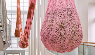 ernesto neto suspends crocheted installation within seoul museum