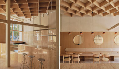 gridded ceiling tops zooco estudio's regma ice cream parlor
