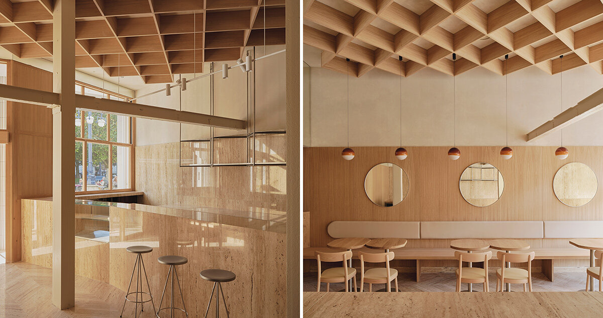 gridded ceiling tops zooco estudio's regma ice cream parlor