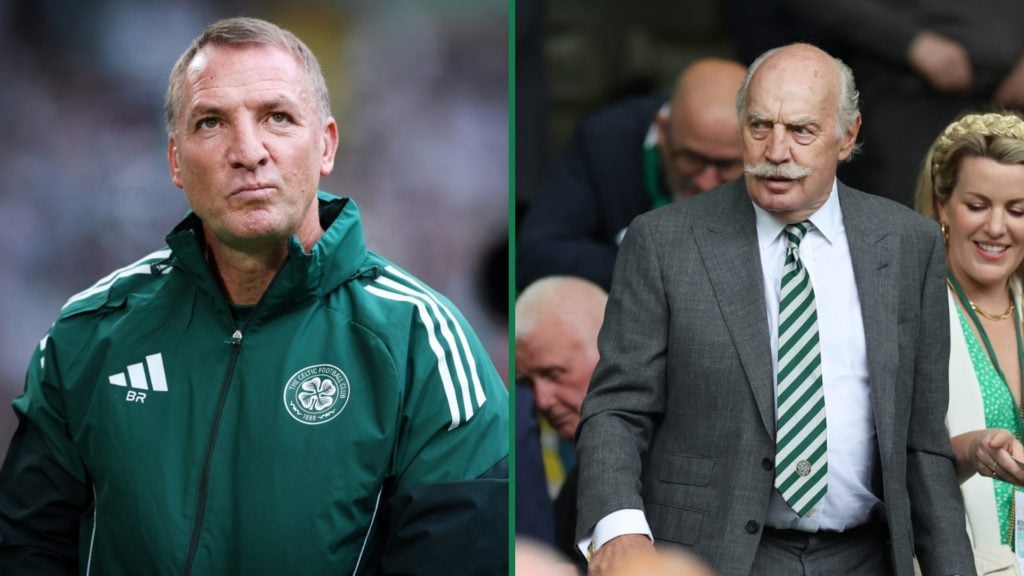 Celtic manager Brendan Rodgers arrives before the game against Ajax, Celtic chairman Dermot Desmond arrives before the St Mirren game