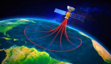 Illustration of the expanding South Atlantic Anomaly and its impact on Earth's magnetic field.