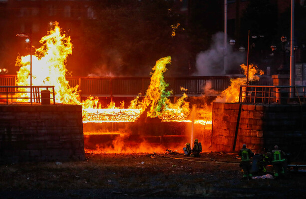Emergency services dealing with fire at George's Dock in Dublin - The Journal
