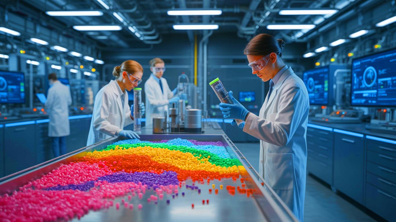 Illustration of recycled plastic granules.