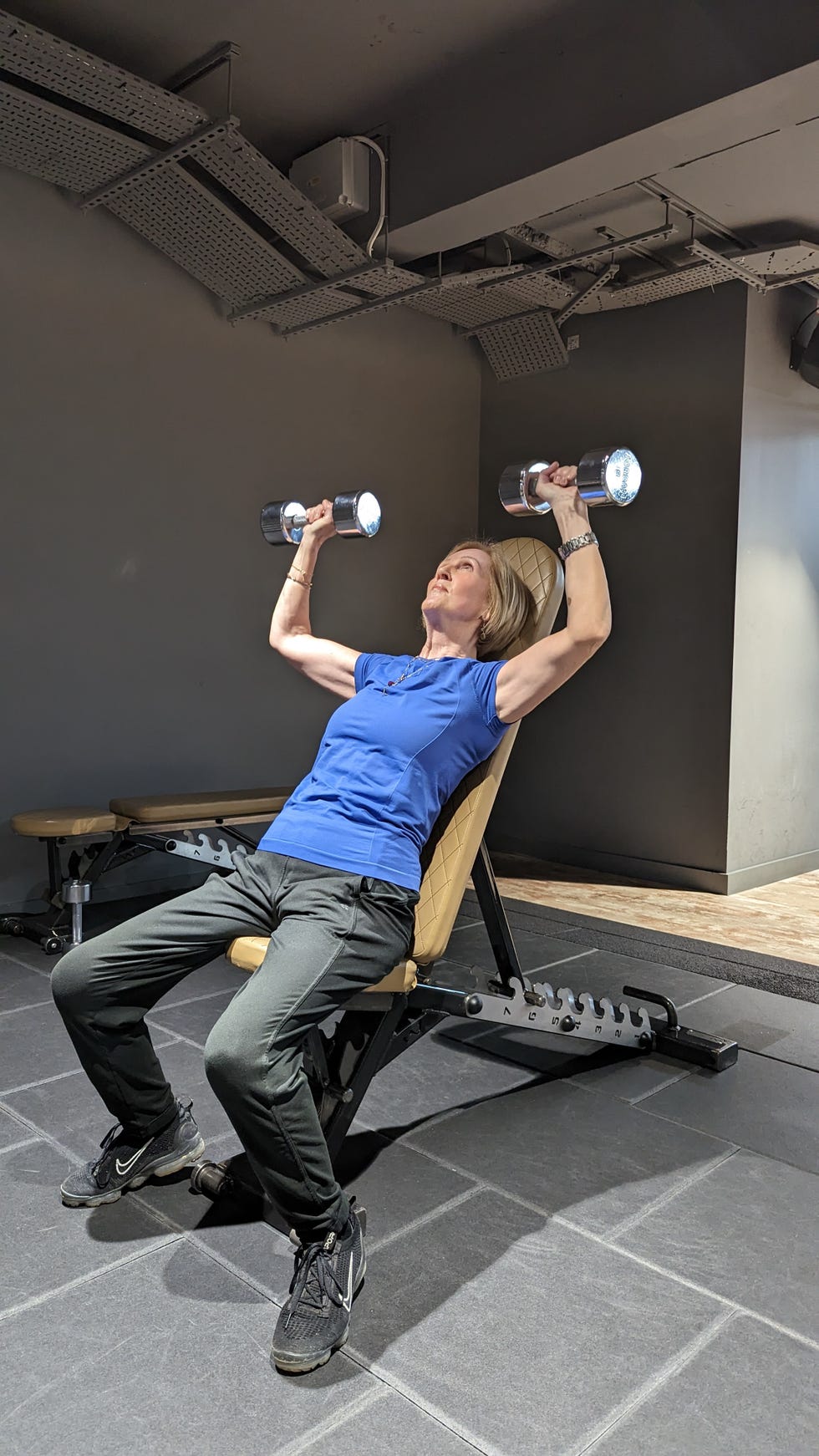 woman using dumbbells in gym woman using dumbbells in gym
