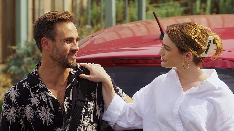 Aaron Brennan and Nicolette Stone in Neighbours aaron brennan and nicolette stone in neighbours